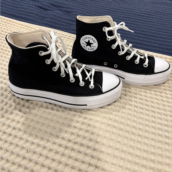 Women’s Chuck Taylor All Star Lift Platform Canvas Black/White/White High-Tops - Picture 3 of 12